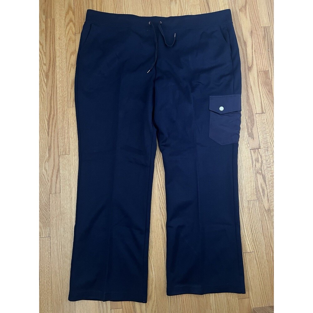L-RL Lauren Ralph Lauren Active Pants 3X Navy Blue Stretch Sporty Athleisure